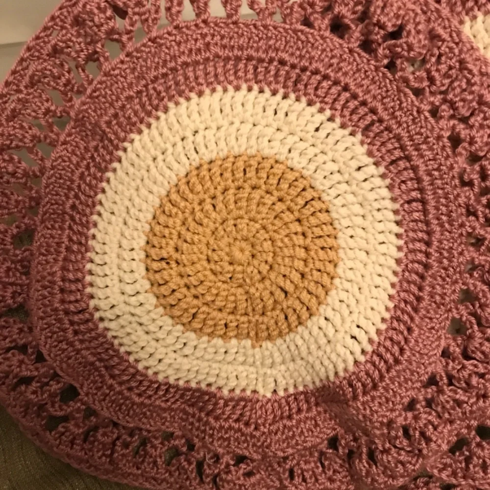 Lot of 3 NEW Rose Blush Tan and Cream 13” round Crochet Placemat Doily handmade